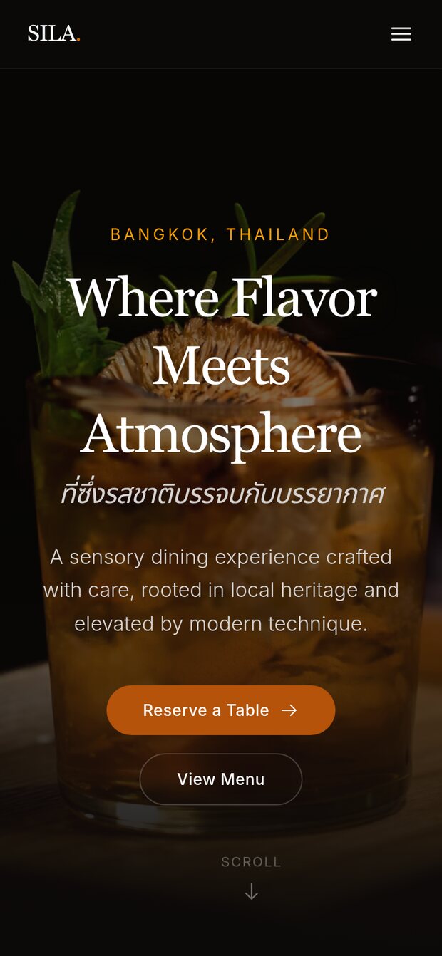 An example BkkBoost restaurant website on a phone